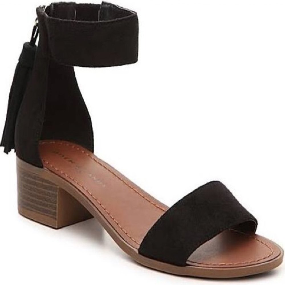 Rock & Candy Black Block Heeled Open-Toe Ankle Strap Sandals